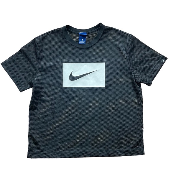 Nike Printed front logo Mesh Tshirt black white SzM - Picture 1 of 12